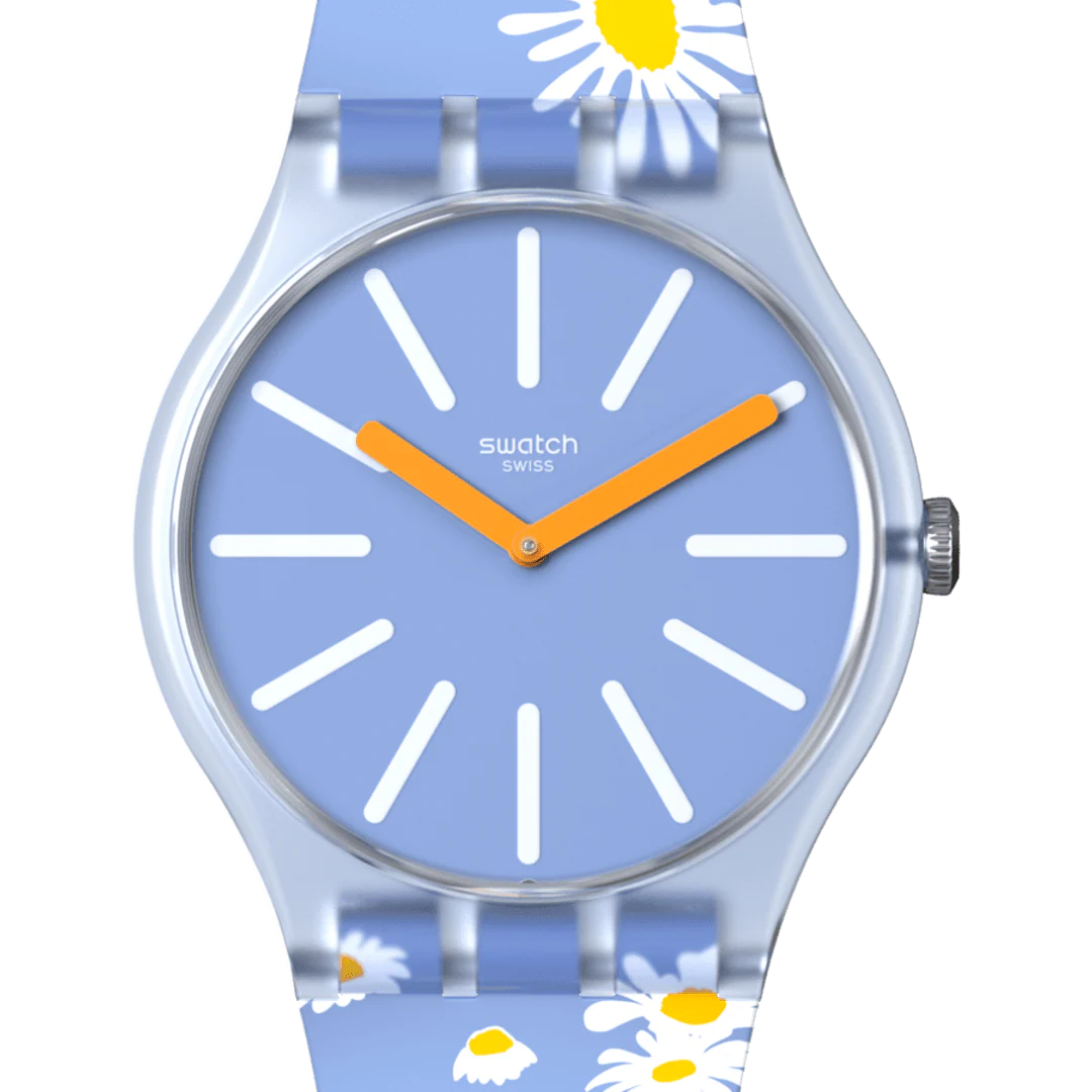 SO29S100 Reloj Swatch Dazed By Daisies unisex correa de resina flores - Image 3