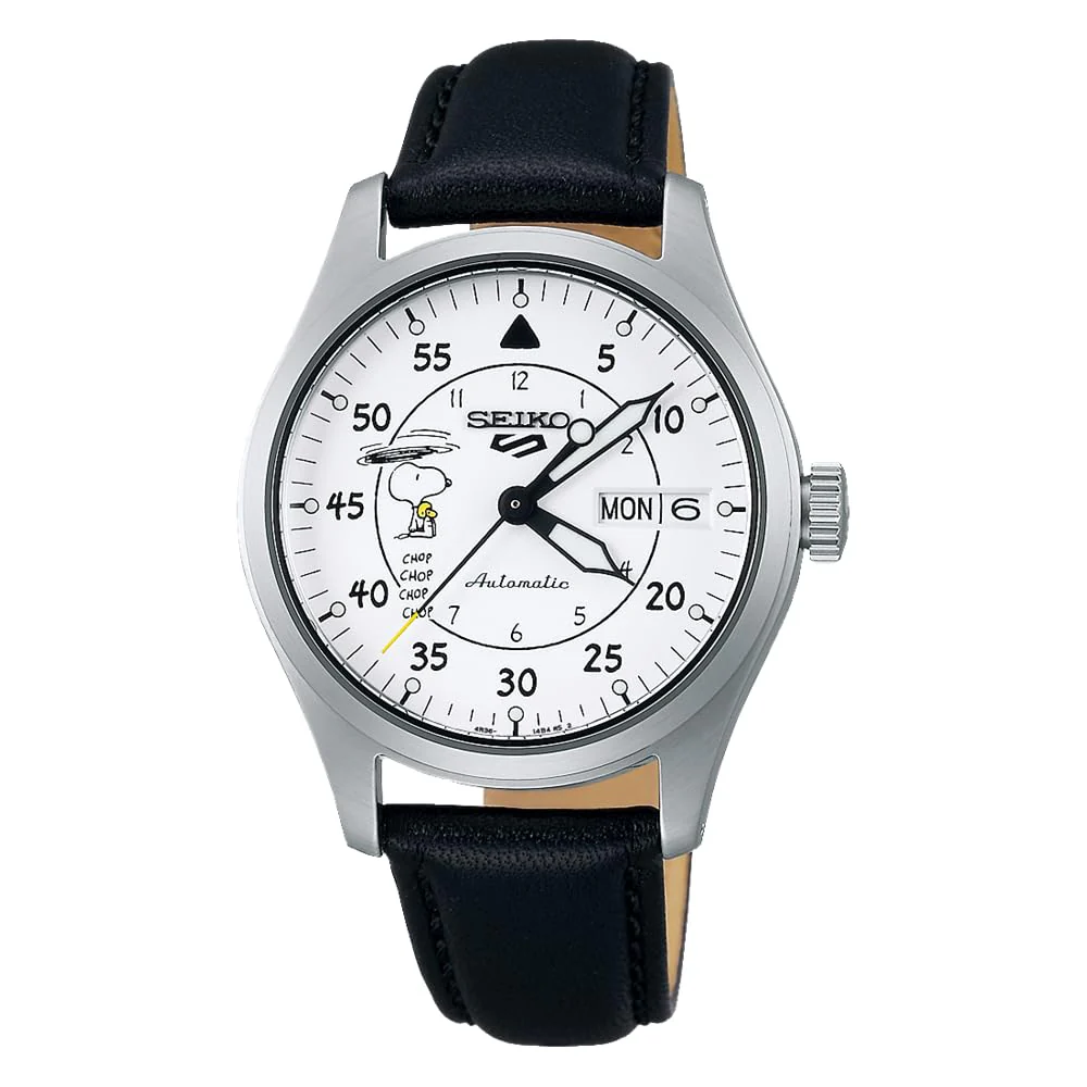 SRPK27K1 Reloj Seiko 5 Snoopy Parachute de hombre correa de cuero