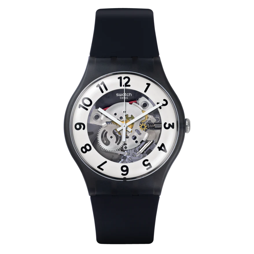 SUOB134 Swatch Skeletor de hombre pulsera de caucho