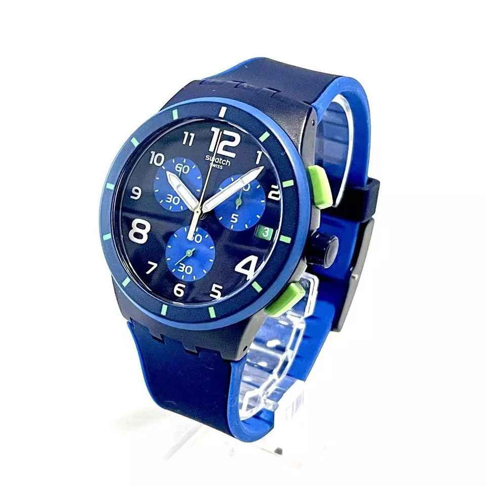 SUSN409 Reloj Swatch Bleu Sur Bleu Análogo para Caballero con Correa de Resina - Image 3