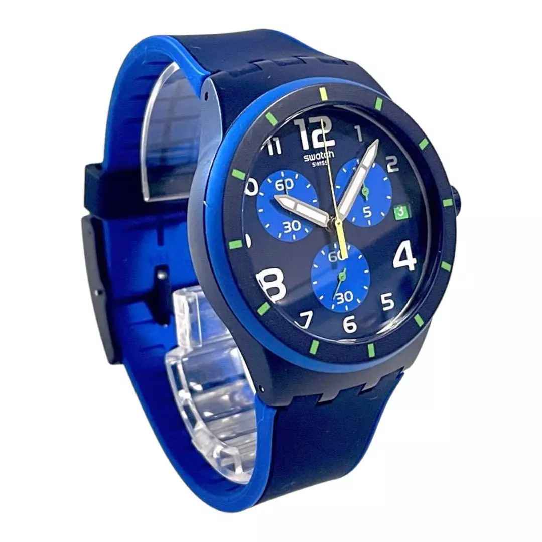 SUSN409 Reloj Swatch Bleu Sur Bleu Análogo para Caballero con Correa de Resina - Image 4