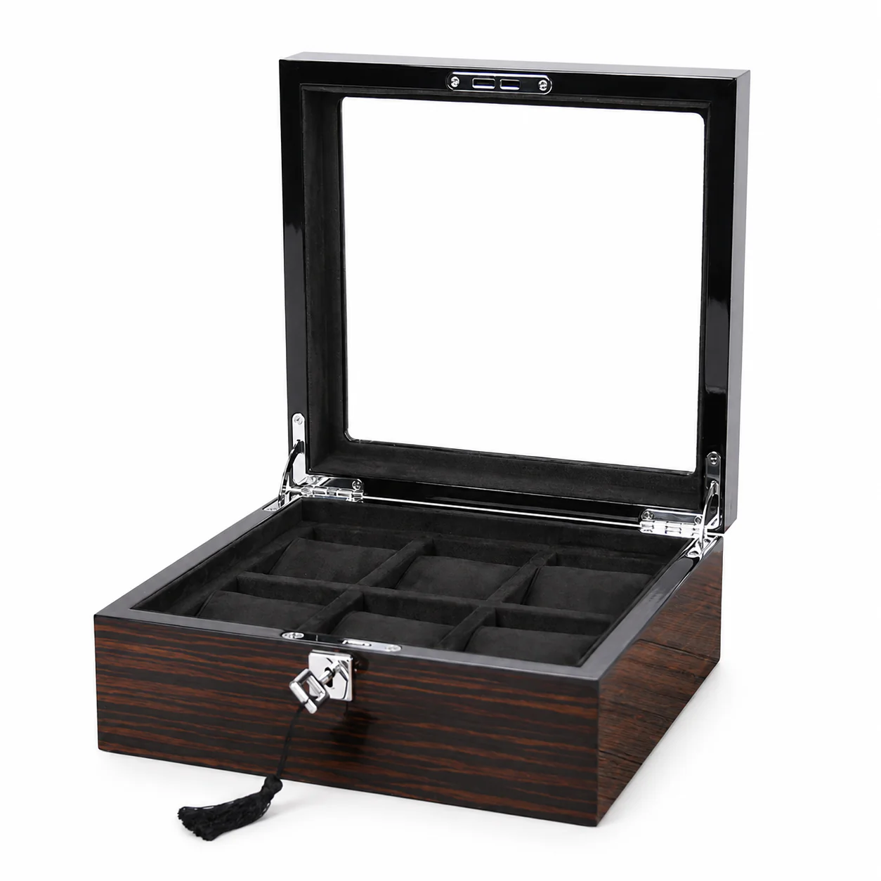 TC-014 Caja de relojes Tancy 6 espacios tipo madera