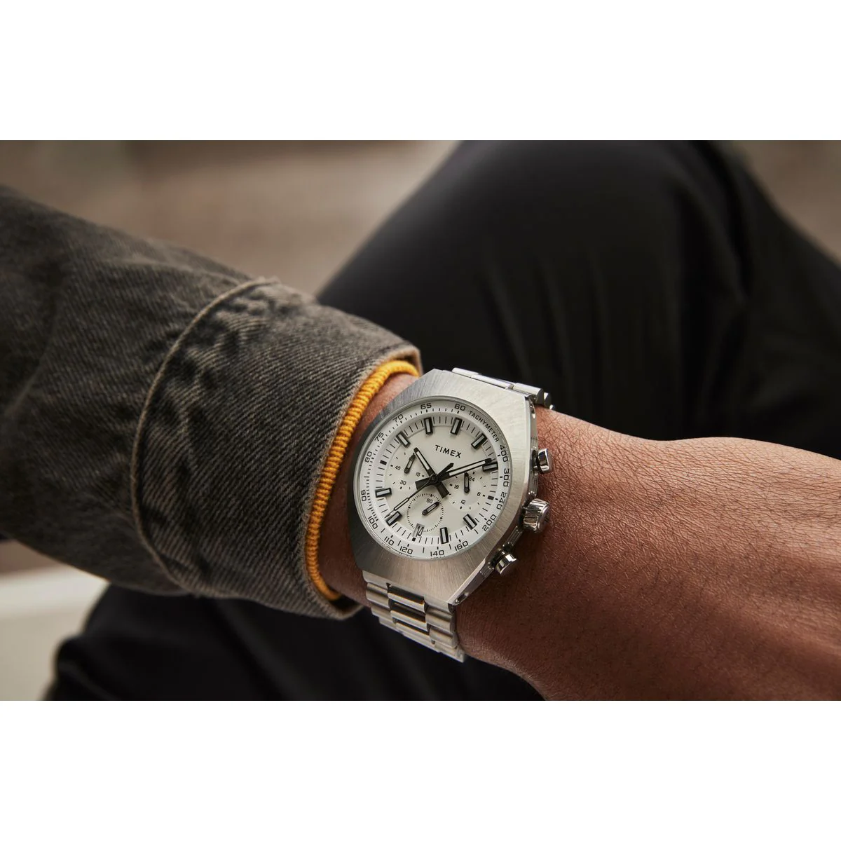TW2W22200 Reloj Timex Legacy Tonneau de caballero pulsera de acero inoxidable 42 mm - Image 6