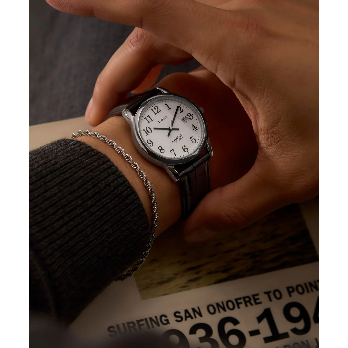 TW2W95400 Reloj Timex Easy Reader de hombre correa de cuero - Image 2