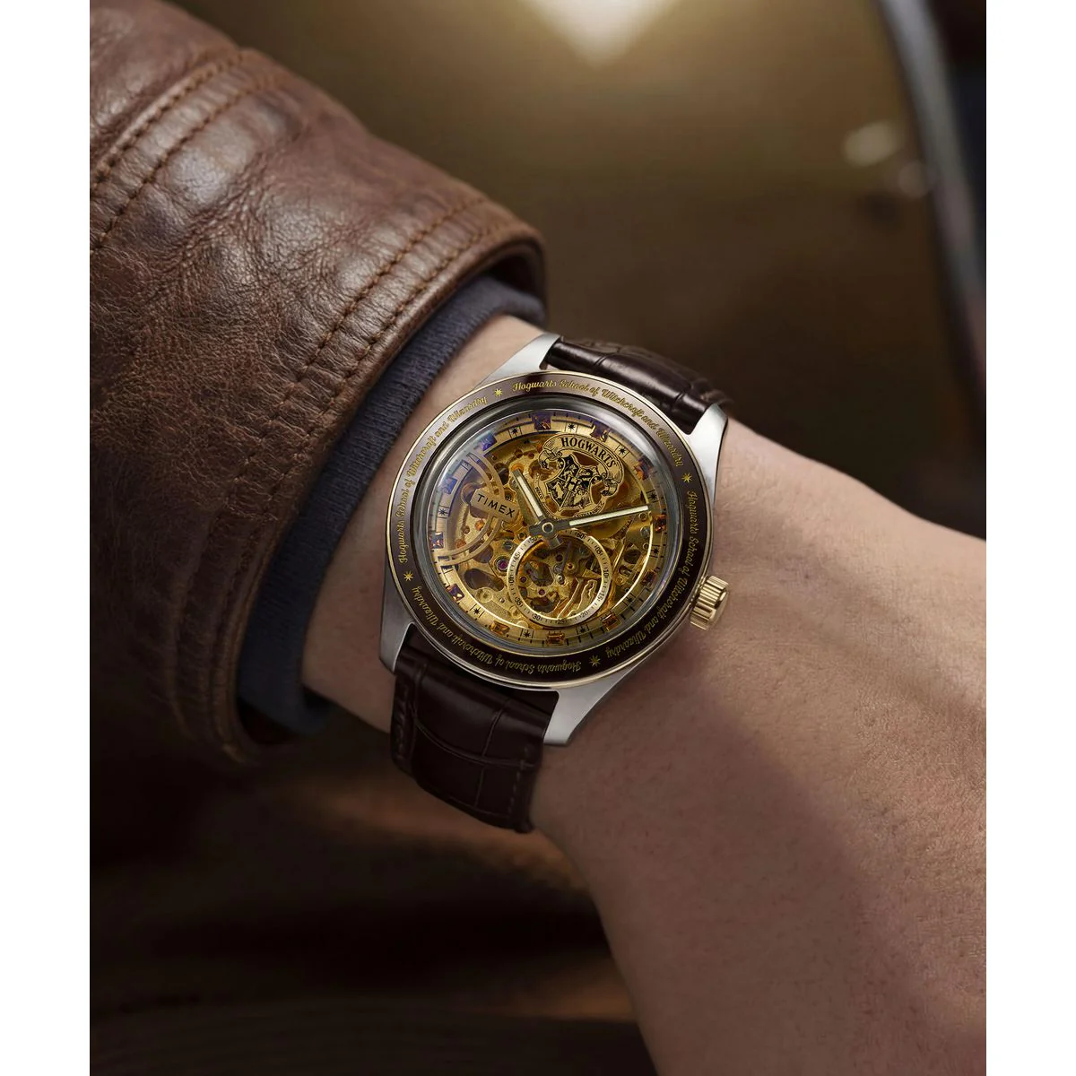 TW2Y75500 Reloj Timex Harry Potter Waterbury Skeleton Automático de hombre correa de cuero - Image 2
