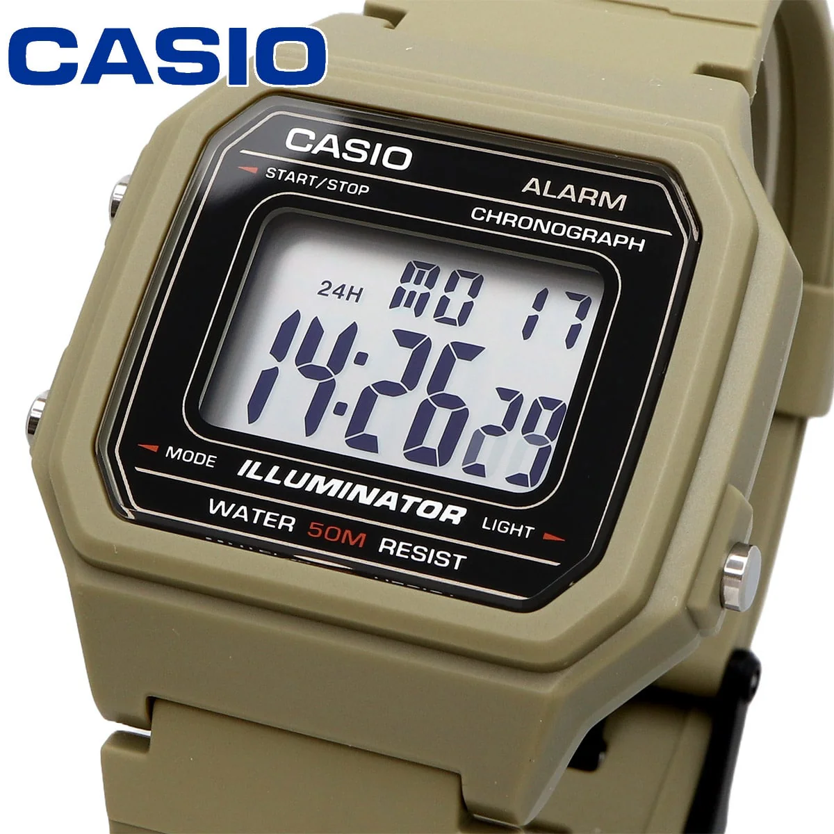 W-217H-5AV Reloj Casio Digital Vintage Clásico Illuminator para Caballero con Banda de Goma - Image 3