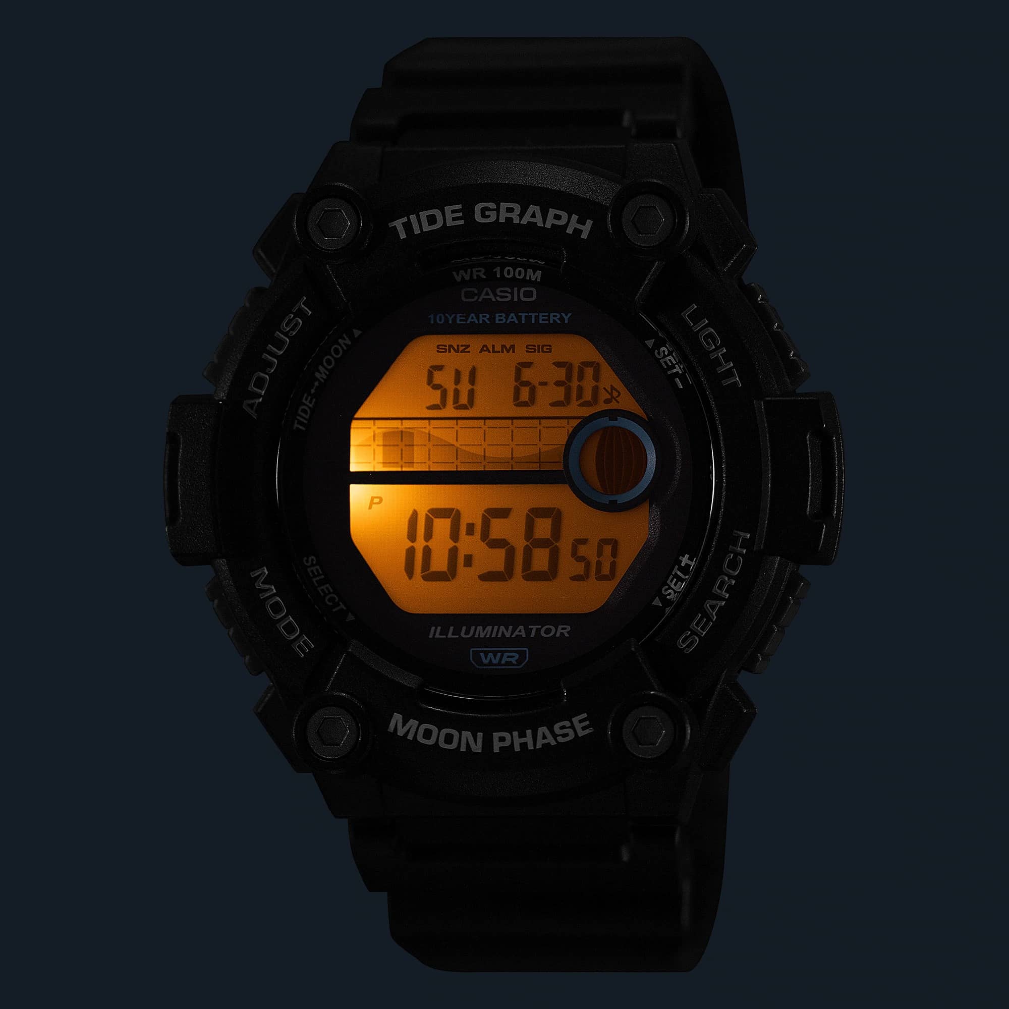 WS-1300H-1AV Reloj Casio para Hombre, Gráfica de Marea, 10 Años de Batería - Image 7