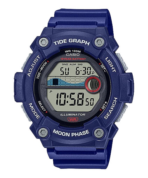 WS-1300H-2AV Reloj Casio para Caballero, Gráfica de Marea, 10 Años de Batería