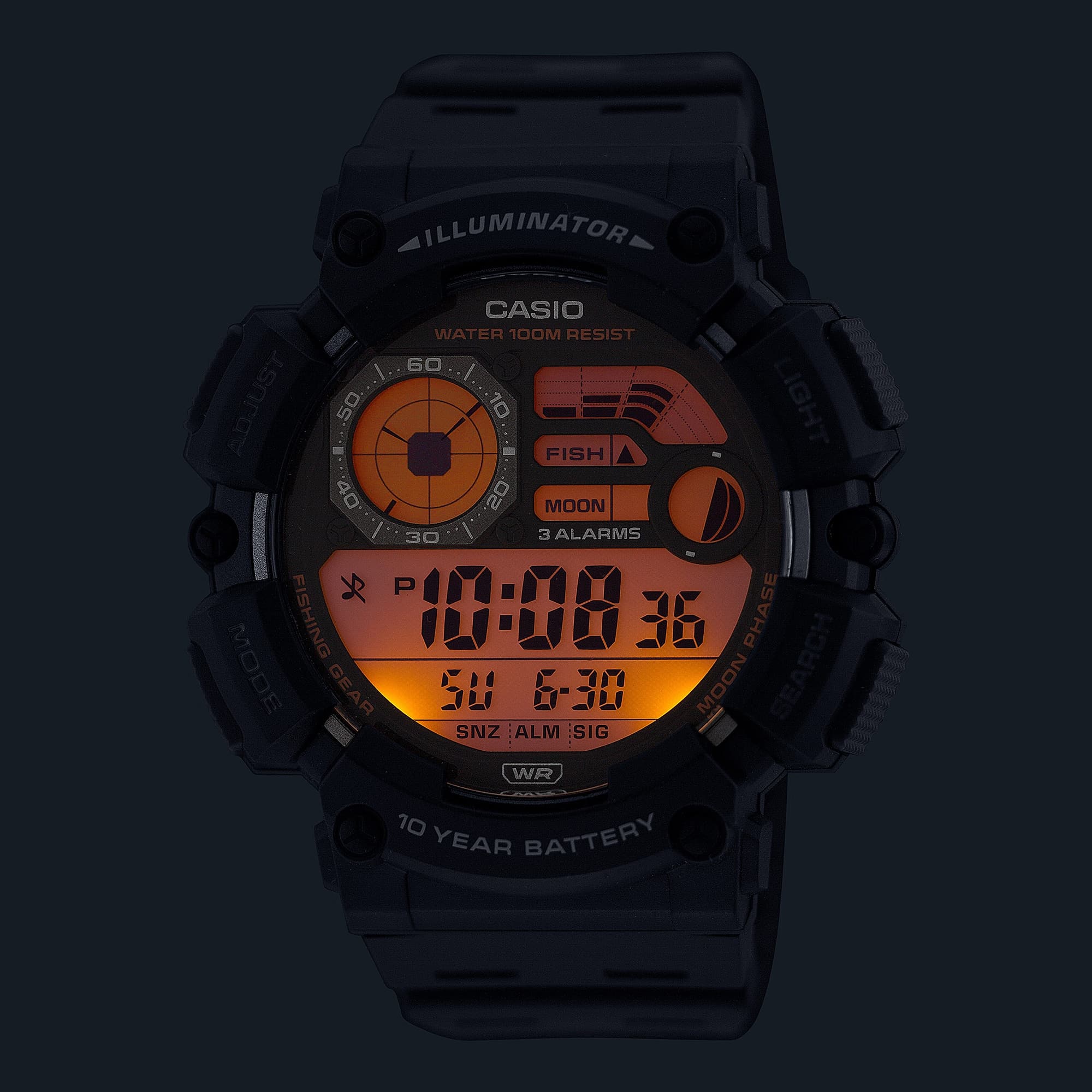 WS-1500H-1AV Reloj Casio para Hombre, Fishing Gear, Fase Lunar - Image 2