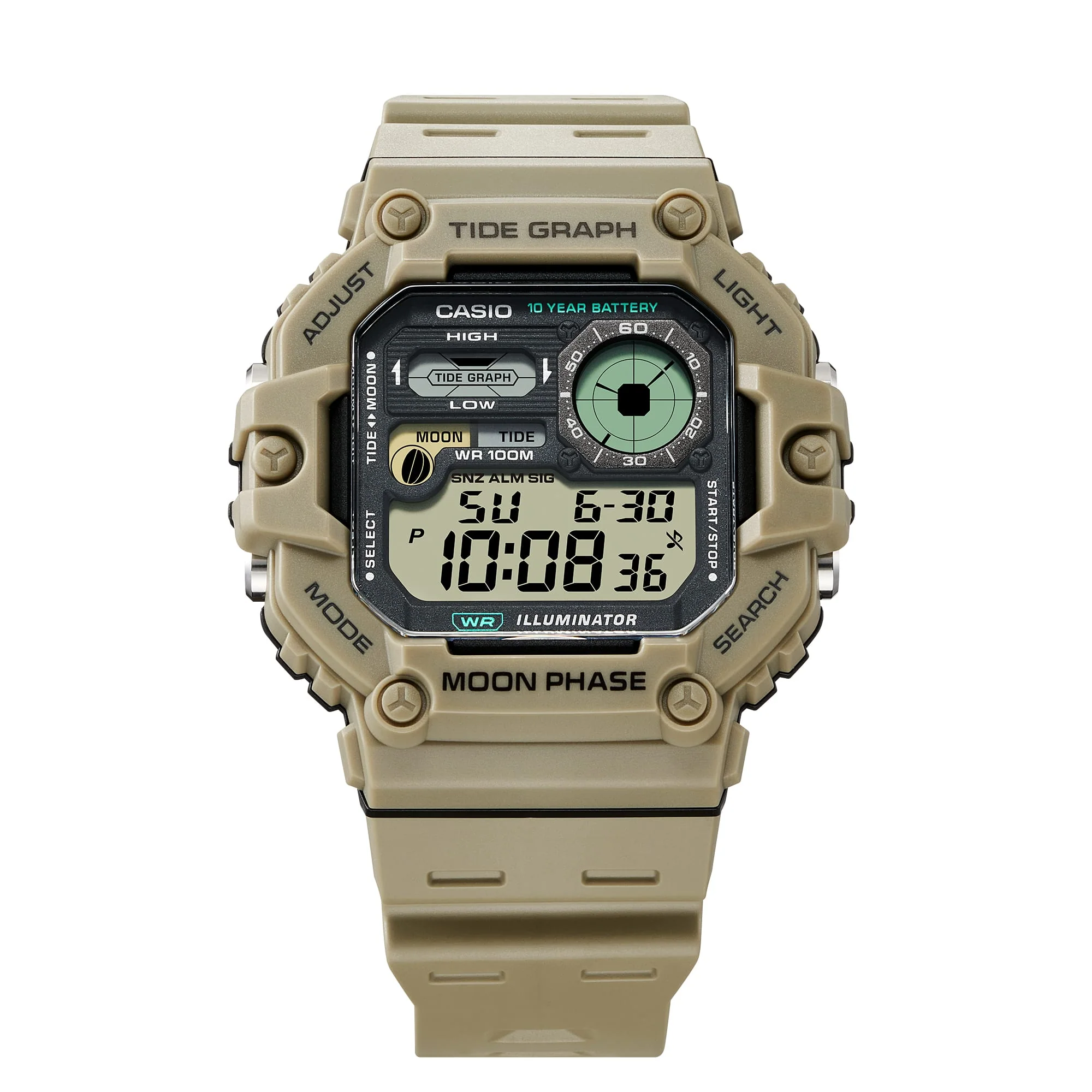 WS-1700H-5AV Casio Gráfica de marea, Illuminator, 10 años de batería, Fase Lunar Reloj para Hombre - Image 2