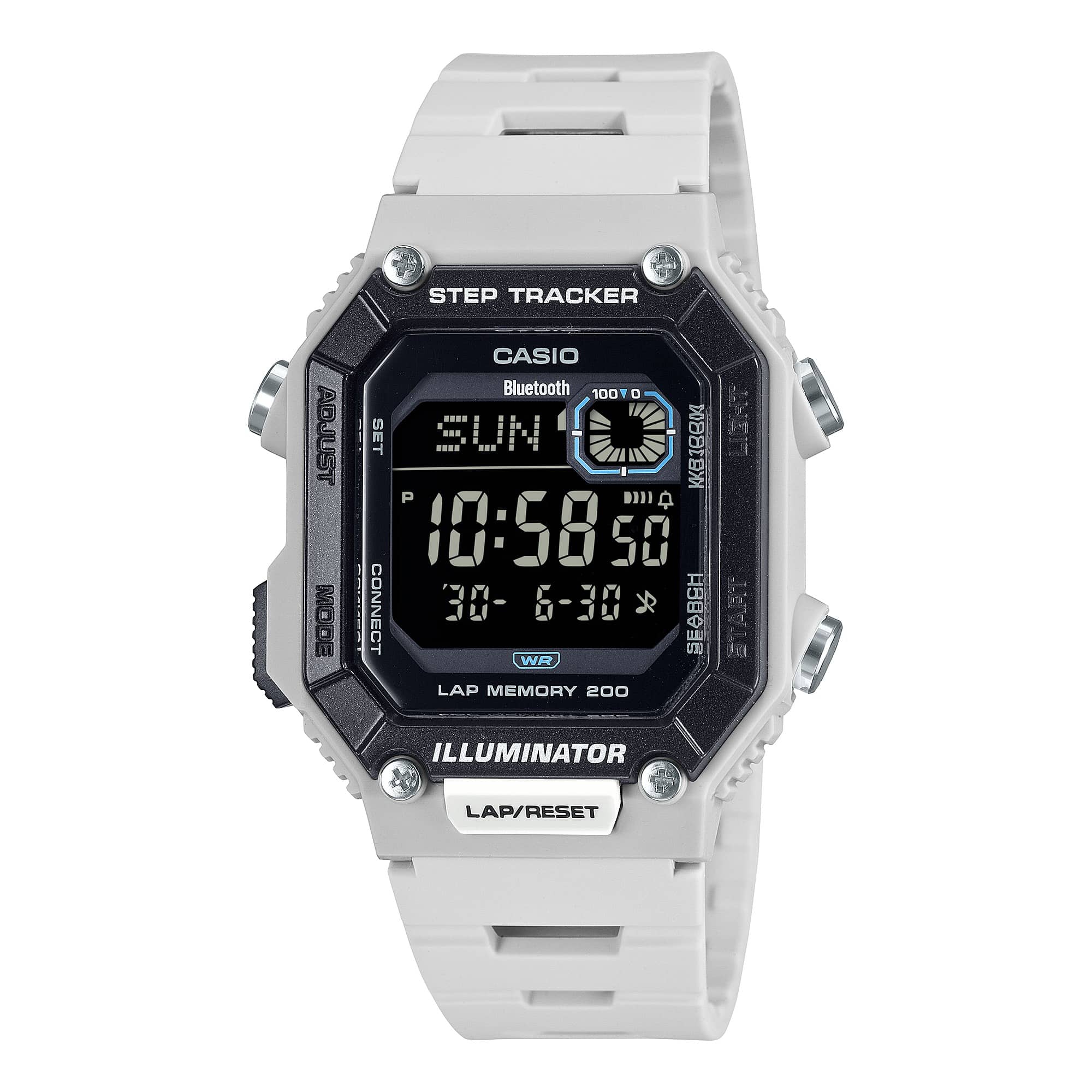 WS-B1000-8BV Reloj Casio Digital para Caballero con Correa de Caucho con Bluetooth